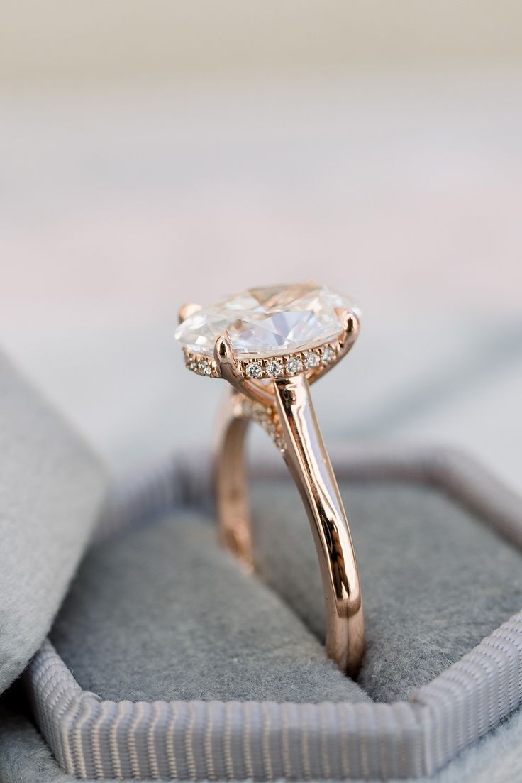 a close up of a ring with a diamond in it on top of a box