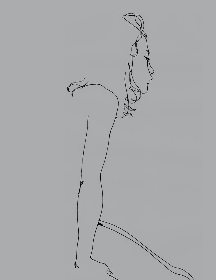 a line drawing of a woman standing on one leg