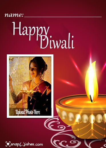 a happy diwali greeting card with a lit candle and an image of a woman