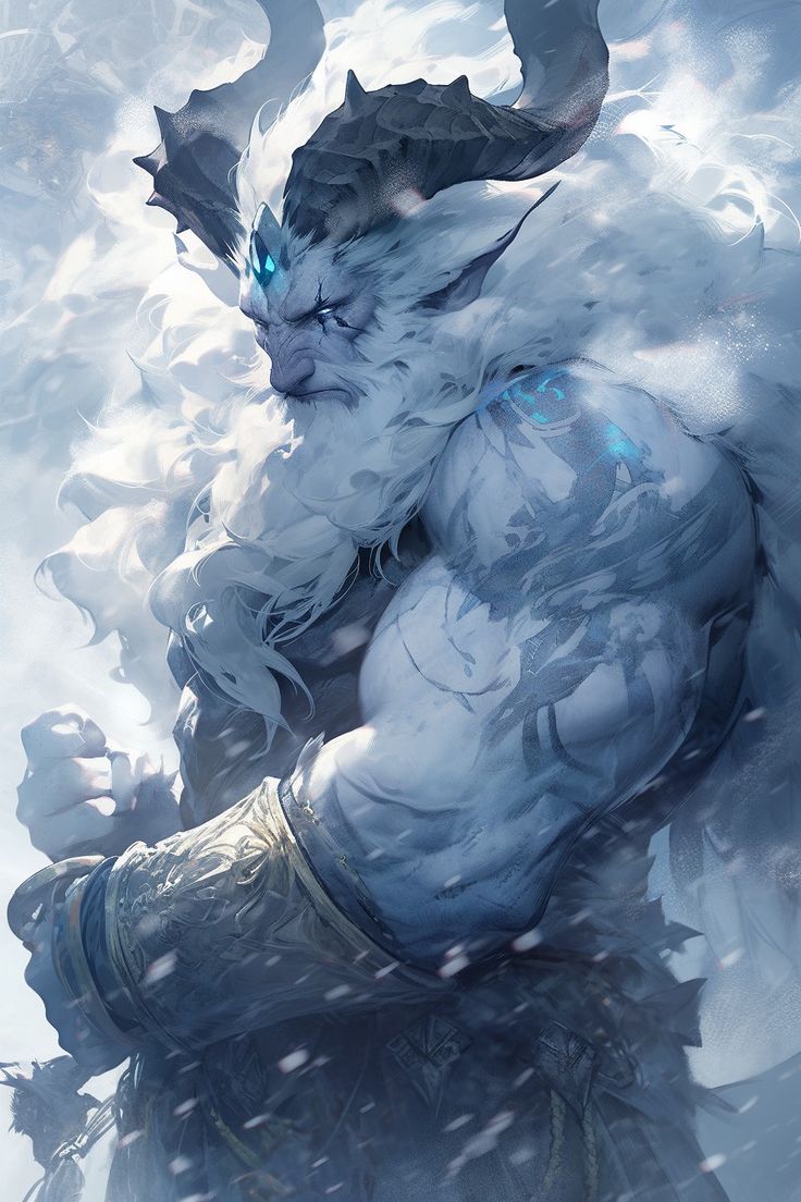 God Of Winter Fantasy Art, God Of Ice Fantasy Art, God Of The Sea Fantasy Art, Ice Giant Art, Ice Creature Fantasy Art, Snow Monster Art, Snow Mythical Creature, Snow Monster Fantasy Art, Ice Warriors