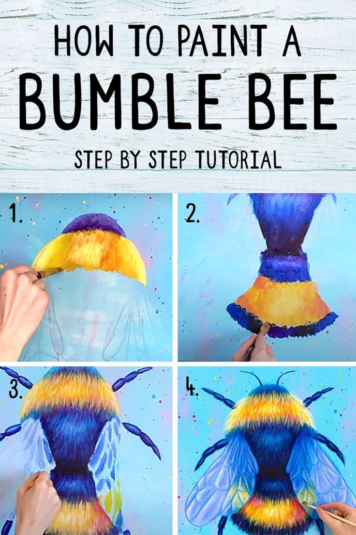 how to paint a bumble bee step by step