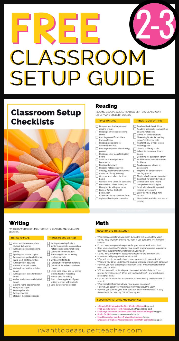 the free classroom setup guide for teachers