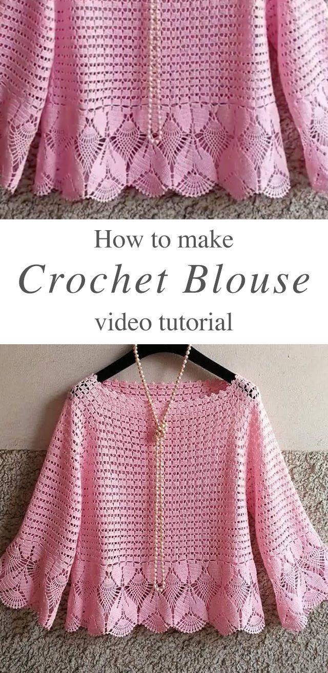 the crochet blouse is made with pink yarn