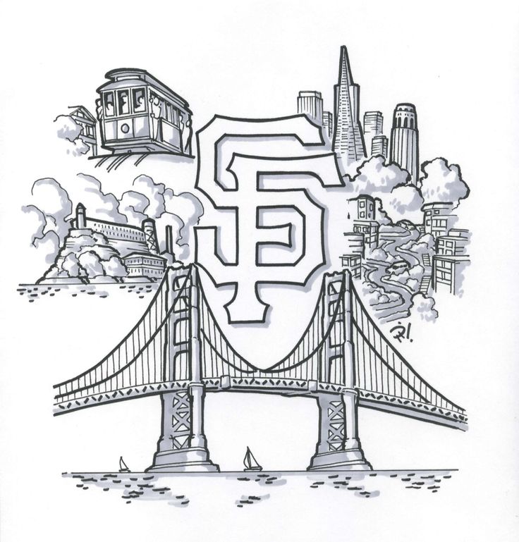 a drawing of the san francisco bridge