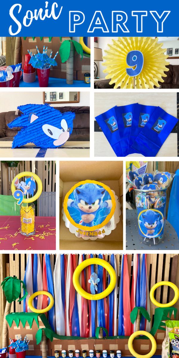 the sonic party is full of decorations, games, and crafts for kids to make