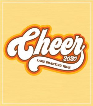 the cheer logo is shown in white and orange on a yellow background with a square frame