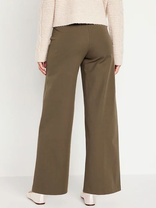 High-Waisted Pull-On Pixie Wide-Leg Pants | Old Navy Loosely Fitted Mid-rise Cargo Pants For Workwear, Versatile Workwear Bottoms With Comfort Waistband, Pull-on Style Bottoms For Business Casual, Mid-rise Cargo Pants With Loosely Fitted Hips For Workwear, Business Casual Wide Leg Pull-on Bottoms, High Waist Work Pants With Belt Loops For Fall, Mid-rise Dress Pants With Pockets For Fall, Straight Leg Bottoms With Welt Pockets For Fall, High Waist Relaxed Fit Pants With Comfort Waistband