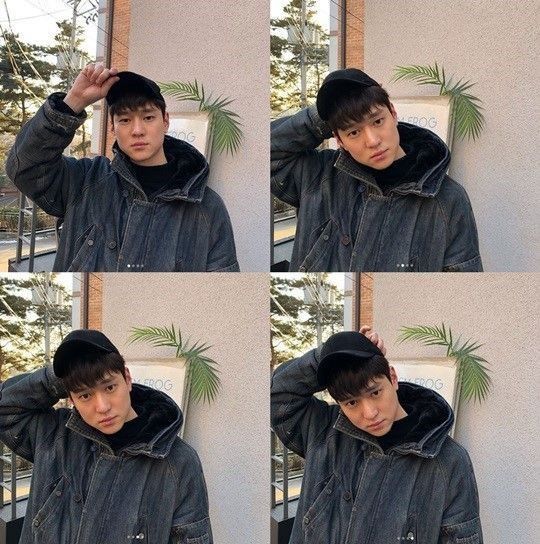 four pictures of a young man wearing a hoodie