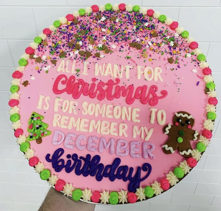 a birthday cake with frosting and sprinkles for someone to remember my december birthday