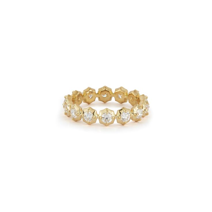 Sophisticate Eternity Band – Jade Trau Fine Jewelry Eternity Band With Halo, Fine Jewelry Halo Eternity Band, Halo Round Eternity Band In Fine Jewelry, Diamond Eternity Band With Halo, Luxury Round Eternity Band With Prong Setting, Diamond Eternity Band With Halo Round Cut, Luxury Round Halo Eternity Band, Yellow Gold Eternity Band With Lab Grown Diamonds, Round Cut Diamond Eternity Band With Halo