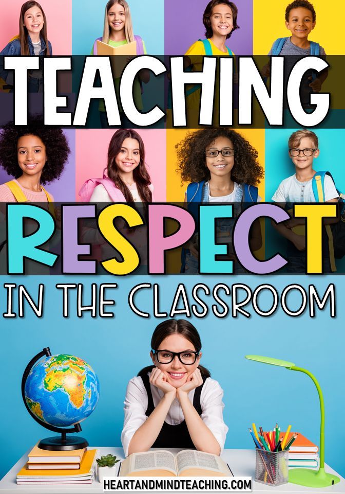 a poster with the words teaching respect in the classroom on top of an image of students