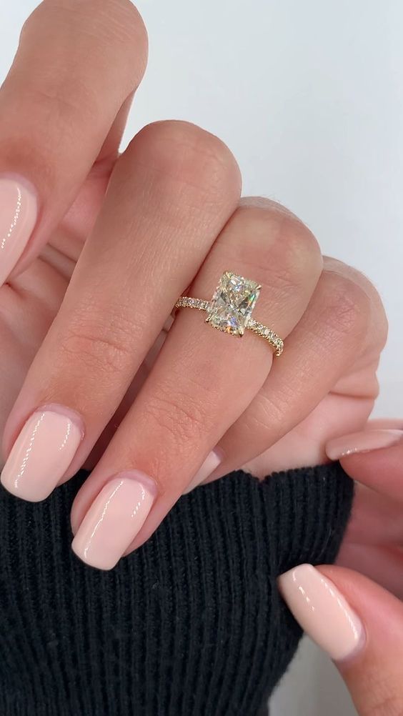 4 Prong Emerald cut Diamond Engagement Ring - Bellezza Radiant Cut Engagement Ring, Radiant Ring, Dream Wedding Ring, Radiant Cut Engagement Rings, Cute Engagement Rings, Future Engagement Rings, Engagement Ring Diamond Cut, Dream Engagement, Dream Engagement Rings