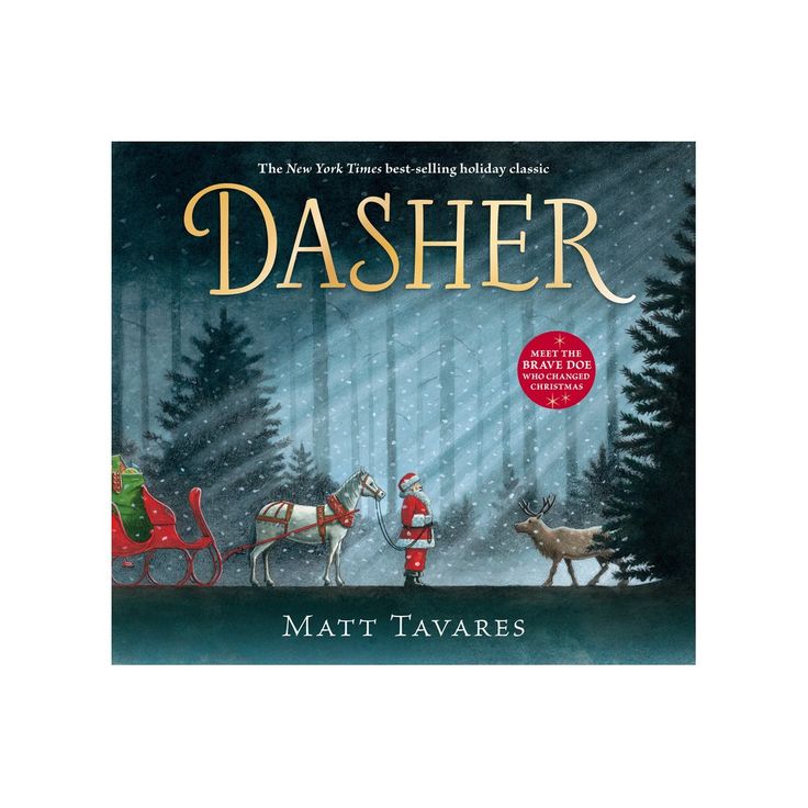 the cover of dasher by matt tavaris, featuring santa and his sleigh