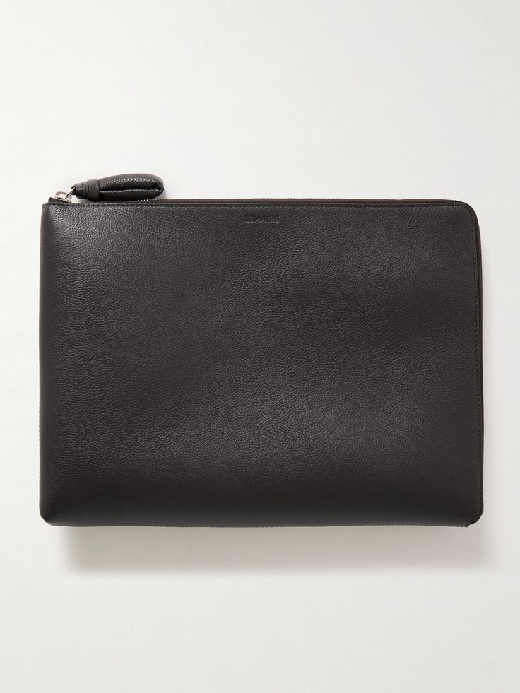 LEMAIRE's pouch is such a chic way to carry - or store - your personal documents. It's made from grained leather that has a subtle texture and debossed with the label's logo at the front. Fully lined in canvas, it's lightly padded should you slip your laptop inside and has an internal slip pocket for smaller items like a tablet or your phone. Formal Leather Wallet With Grained Texture, Minimalist Leather Clutch Pouch, Elegant Leather Wallet With Grained Texture, Modern Textured Leather Pouch For Formal Occasions, Modern Formal Textured Leather Pouch, Designer Leather Pouch For Business, Luxury Textured Leather Pouch For Daily Use, Luxury Leather Business Pouch, Formal Soft Leather Pouch