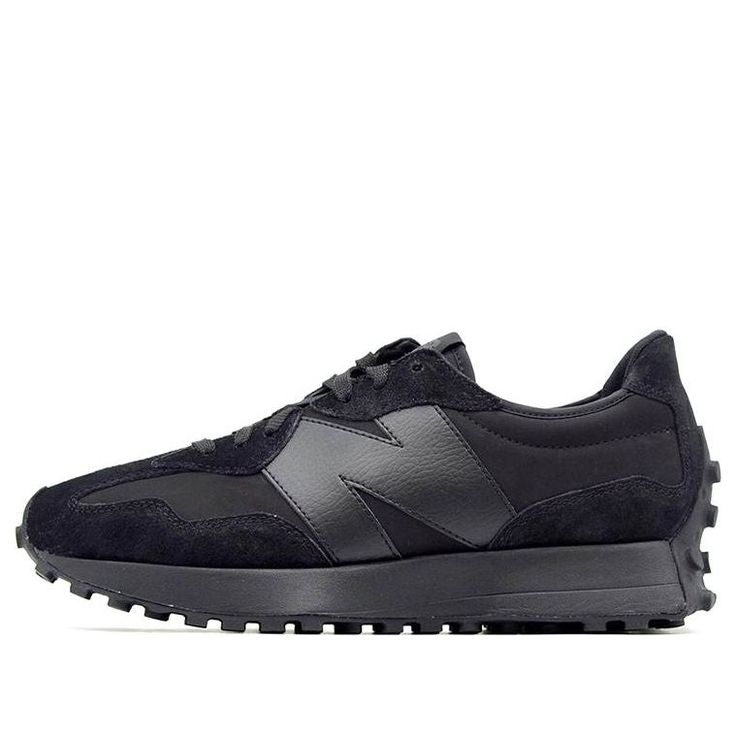 New Balance 327 'Black' MS327LX1 (SNKR/Retro/Unisex/Low Top) Dunk Low Nike, New Balance 327, New Balance Black, Marathon Running Shoes, Marathon Running, Carbon Black, Triple Black, Running Shoes Sneakers, Nike Dunk Low