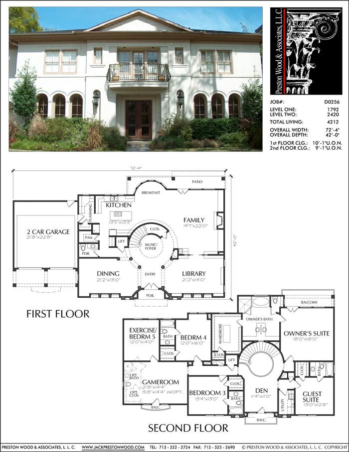 the first floor and second story plan for a house with an open floor plan, which includes