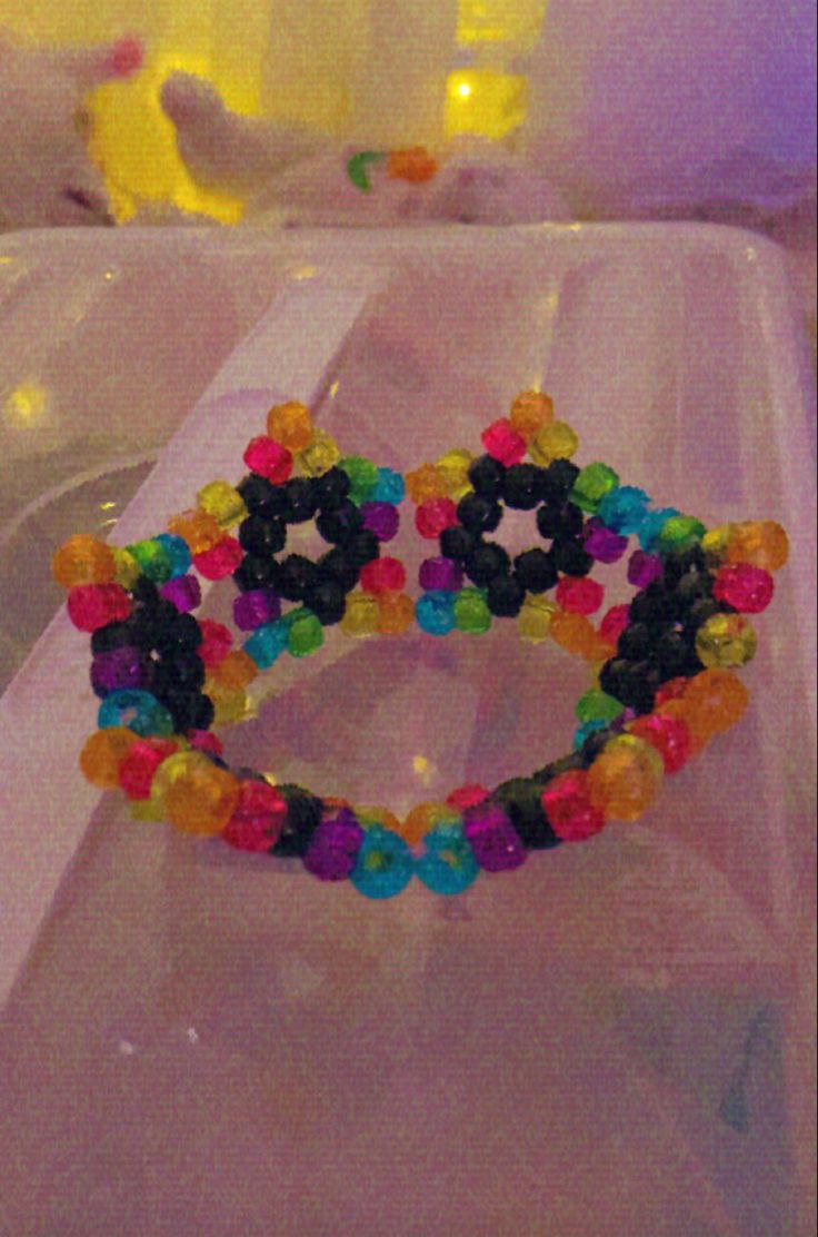 the bracelets are made out of plastic beads