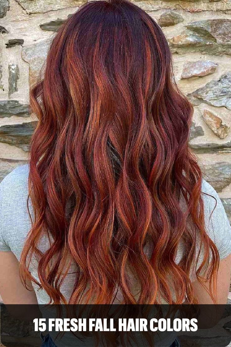 Apple Cinnamon Hair Caramel Apple Hair Color, Curly Hair With Colored Ends, Copper Violet Hair Color, Apple Cinnamon Hair Color, Apple Cider Hair Color, Red Hair With Dimension, Apple Cider Hair, Best Fall Hair Colors, Color Melting Hair