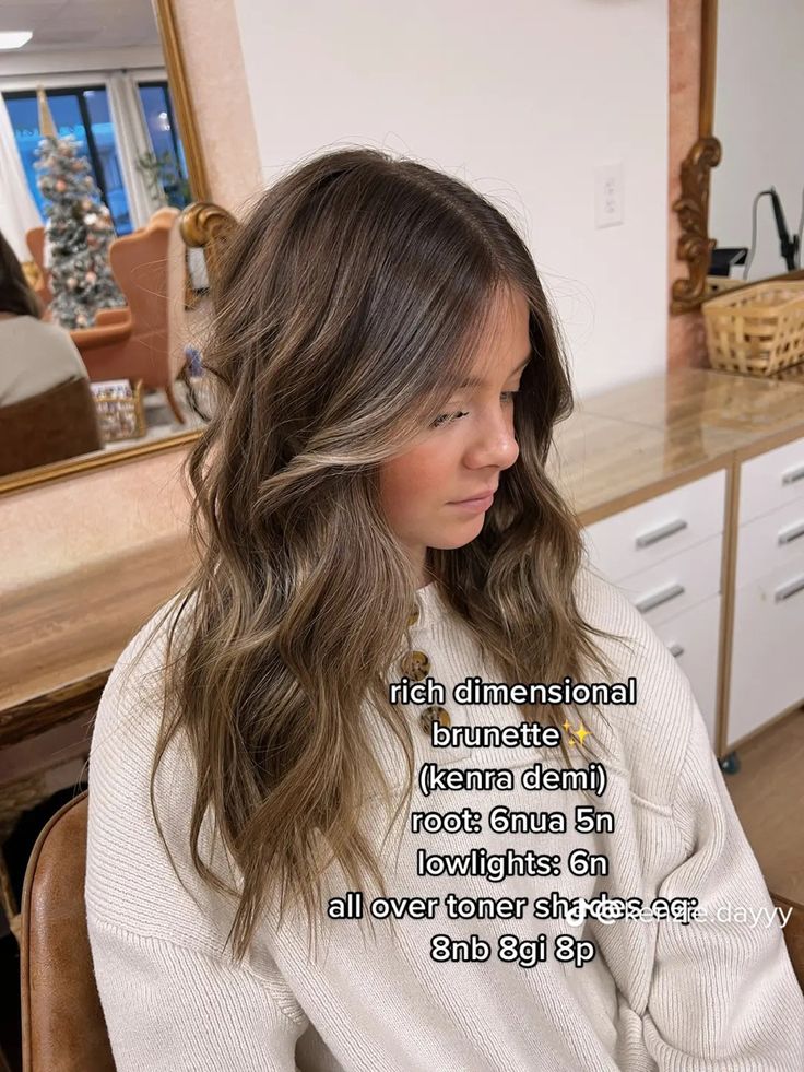 Dark Brown Ombre Hair Cool Tone, Dimensional Brunette Level 5, Highlights Mousy Brown Hair, Balayage Low Maintenance Brunettes, Good Hair Lengths, Light Brown Sandy Hair Color, Brunette Hair All Over Color, Mousy Brown Hair With Highlights Balayage, Ash Honey Blonde Balayage