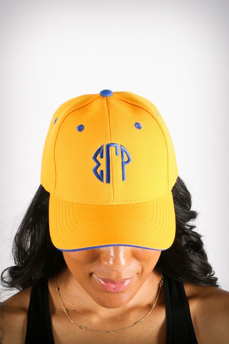 With unique designs you won't find anywhere else, our caps are the quality type that are designed with a thicker woven fabric. Not those flimsy weak ones that lose shape. 6-Panel. 100% stitched embroidered design. Curved brim. Dry clean only. Comes in: Velcroback. Perfect for those SOPHISTICATED ladies who need a cap for all casual, sports and/or fitness occasions. Adjustable Six-panel Baseball Cap For College, Adjustable Fitted College Hat With Embroidered Logo, Adjustable Fitted Hat With Embroidered Logo For College, Adjustable Blue Baseball Cap For College, Yellow Adjustable Baseball Cap With Curved Visor, Adjustable College Hat With Embroidered Logo, Adjustable Six-panel Baseball Cap With Custom Logo, Adjustable Yellow Hat, Custom Embroidered Adjustable Flat Bill Baseball Cap