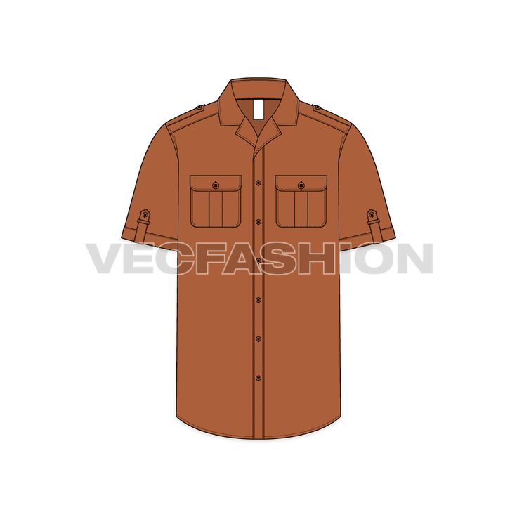 Short Sleeve Workwear Top With Flap Pockets, Short Sleeve Tops With Flap Pockets For Work, Workwear Top With Flap Pockets And Short Sleeves, Short Sleeve Tops With Patch Pockets For Work, Short Sleeve Camp Shirt With Pockets For Work, Cotton Polo Collar Shirt With Pockets, Cotton Polo Shirt With Pockets, Brown Shirt With Welt Pockets And Spread Collar, Collared Brown Shirt With Welt Pockets