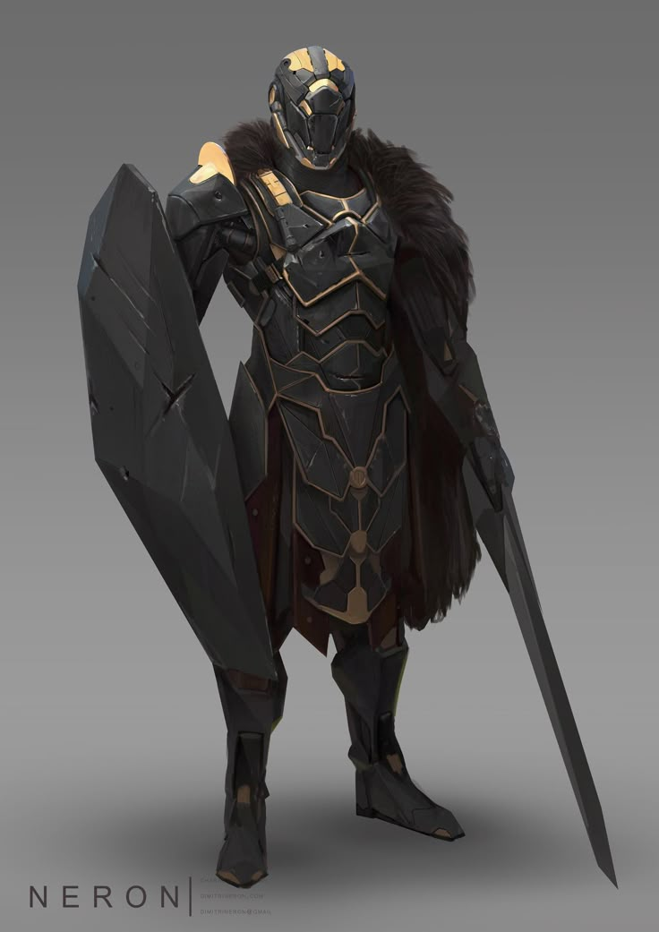 ArtStation - Space Knight, Dimitri Neron Shield Character Design, Sci Fi Shield, Shield Character, Dual Wielding, Samurai Concept, Space Knight, Robot Animal, Sci Fi Armor, Illustration Fantasy