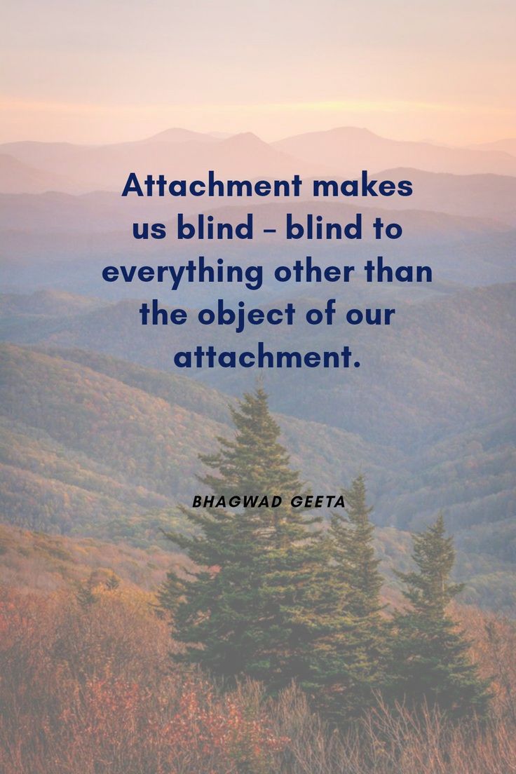 the mountains and trees with a quote about attachment makes us blind - blind to everything other than