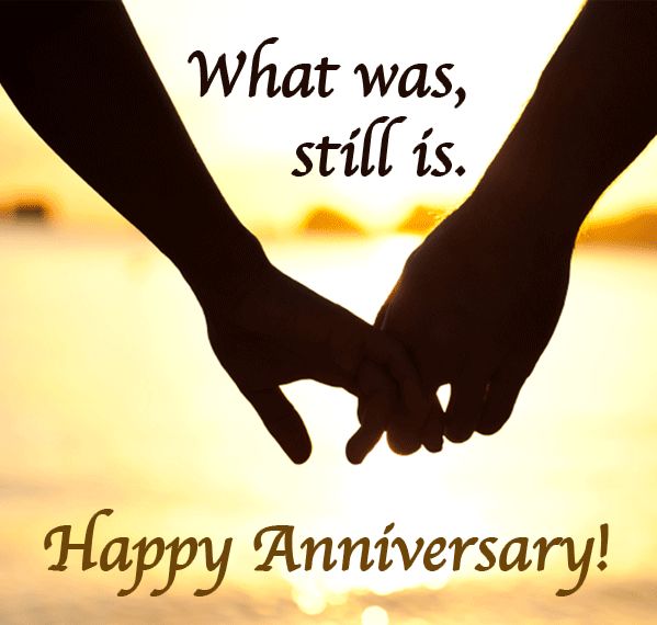 two people holding hands with the words what was still is happy anniversary