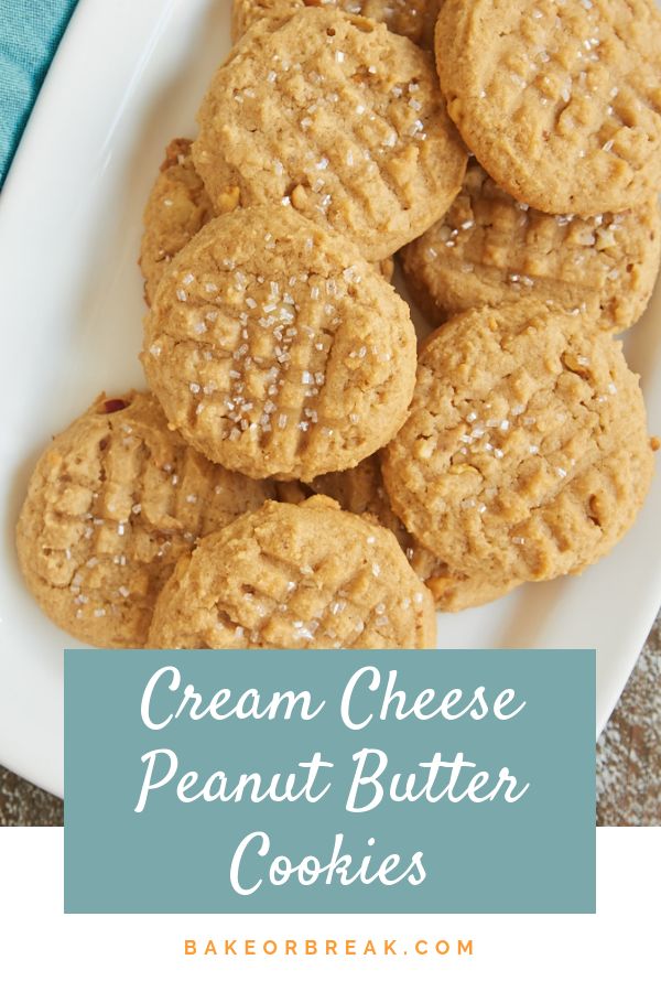 cream cheese peanut butter cookies on a white plate