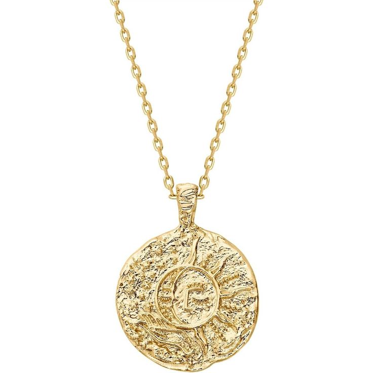 This Moon And Star Coin Pendant Necklace Measures At 18mm, Making It A Trendy Piece That Will Never Go Out Of Style Quality: This 14k Yellow Gold Plated Necklace Is Crafted From Hand Selected Aaaaa Quality Cubic Zirconia And Features 20 Inch Adjustable Sliding Chain, Perfect For All Neck Sizes. Your Happiness Is Our Number One Priority. To Ensure Your Complete Satisfaction, We Offer A Hassle-Free 60-Day Money-Back Guarantee. To Get In Touch, Email Or Chat With Us - A Member Of Our Team Will Be H Engraved 14k Gold Amulet Medallion Necklace, Anniversary Amulet Style Jewelry With Coin Pendant, Celestial Jewelry With Coin Pendant For Anniversary, Anniversary Amulet Jewelry With Coin Pendant, Anniversary Jewelry With Coin Pendant Charm, Celestial 14k Gold Coin Pendant Jewelry, Celestial Style Engraved Pendant Jewelry, Symbolic Engraved Yellow Gold Medallion Necklace, Celestial Medallion Jewelry For Anniversary