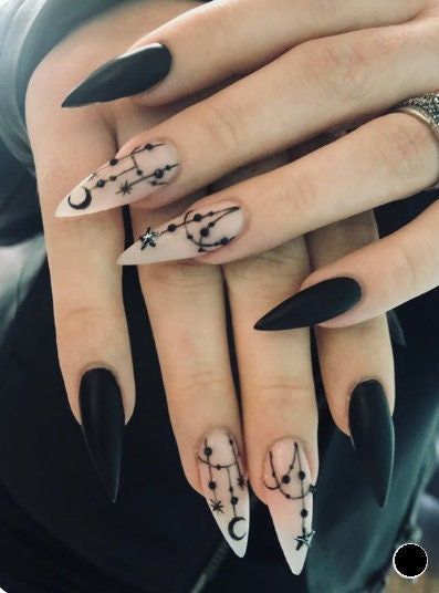 Acrylic Nails Stiletto, Black Stiletto Nails, Witch Nails, Witchy Nails, Gothic Nails, Goth Nails, Stiletto Nails Designs, Prom 2024, Black Nail Designs