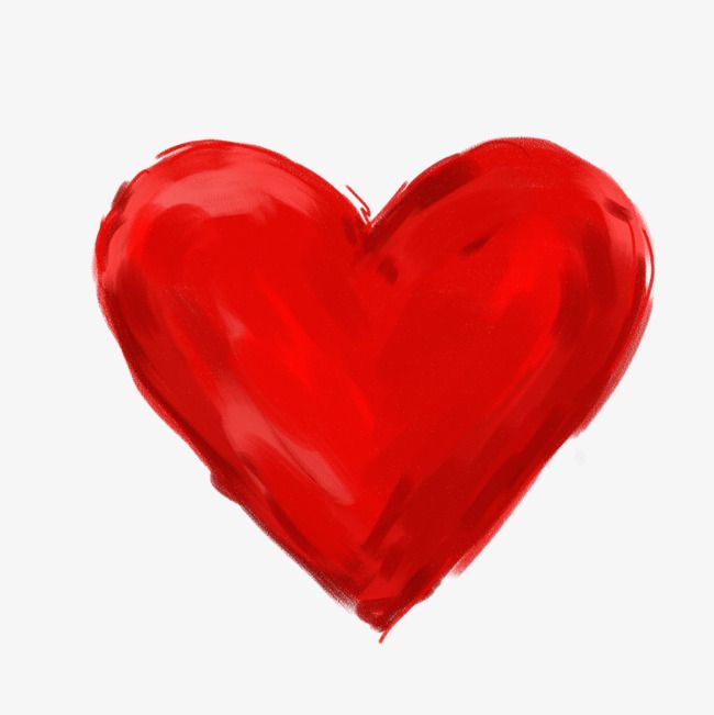 a red painted heart on a white background