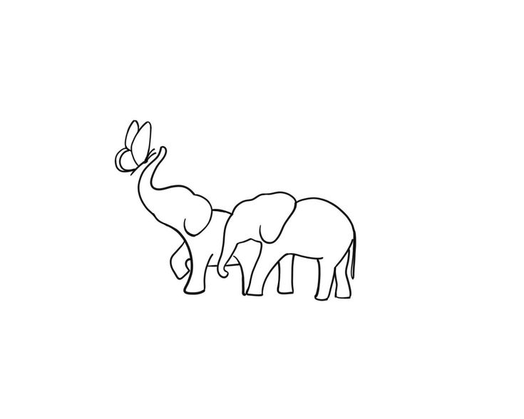 two elephants standing next to each other on a white background, one has its trunk in the air