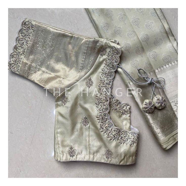 Silver Saree Blouse Designs Latest, Silver Saree Blouse Design, Silver Blouse Designs Latest, Silver Embroidery Blouse Designs, Silver Work Blouse Designs, Silver Maggam Work Blouse Designs, Silver Blouses, White Blouse Designs, Latest Blouse Neck Designs