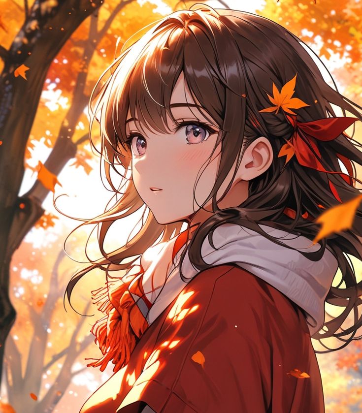 Thanksgiving Anime Pfp, Anime Thanksgiving, Thanksgiving Pfp, Pretty Brown Hair, Fall Anime, Girl Uniform, Cyberpunk Anime, Preschool Art Activities, Fall Is Here