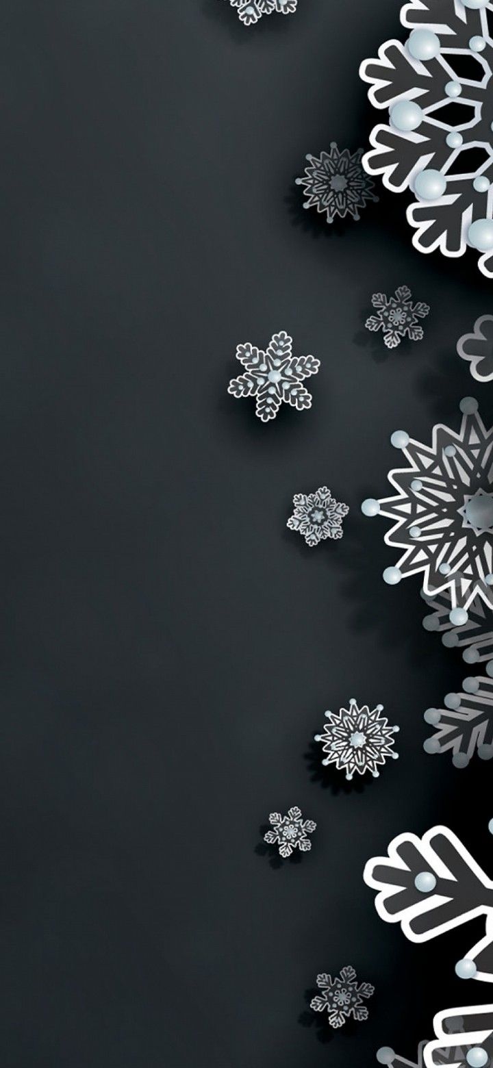 snowflakes on a black background with space for text