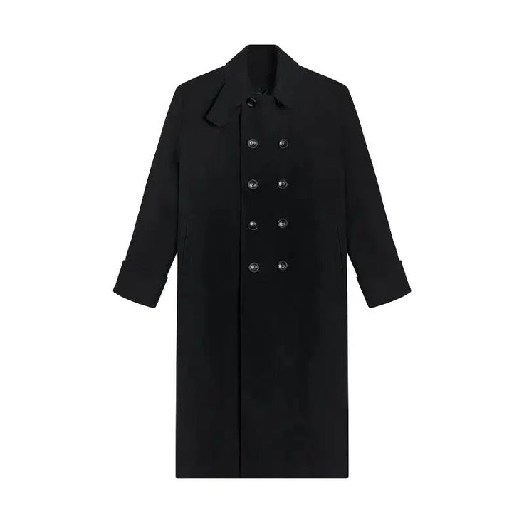 Size (cm) S M L Length 121 122 123 Bust 109 114 117 Shoulder 51 52 53 Information: Model Height/Weight: 175cm/60kg Model Wears Size: S Material: Polyester Classic Black Oversized Wool Coat, Black Long Single Breasted Outerwear, Classic Black Oversized Outerwear, Classic Black Wool Coat With Long Sleeves, Tailored Black Wool Coat With Long Sleeves, Tailored Black Long Sleeve Wool Coat, Oversized Black Double-breasted Pea Coat, Tailored Black Long-sleeve Wool Coat, Tailored Black Wool Coat