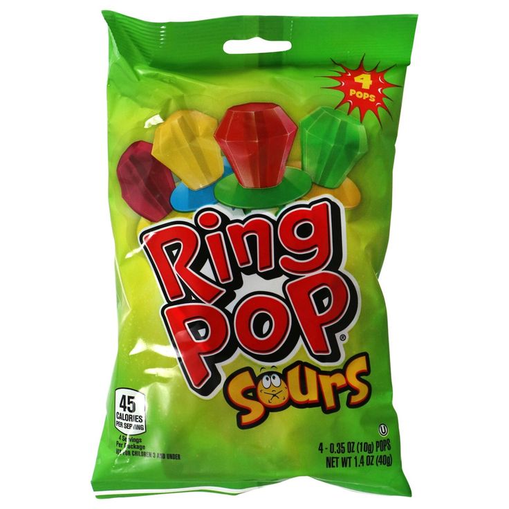 a bag of ring pop sours on a white background