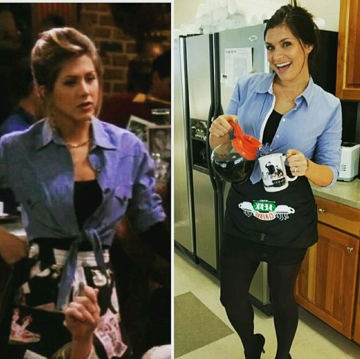 two pictures one with a woman holding an orange object and the other has a black apron