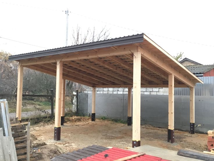 an outdoor covered area in the middle of construction