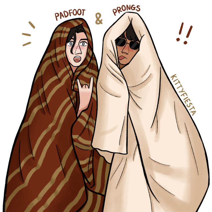 two people wrapped up in blankets with the words padfoot and bronies