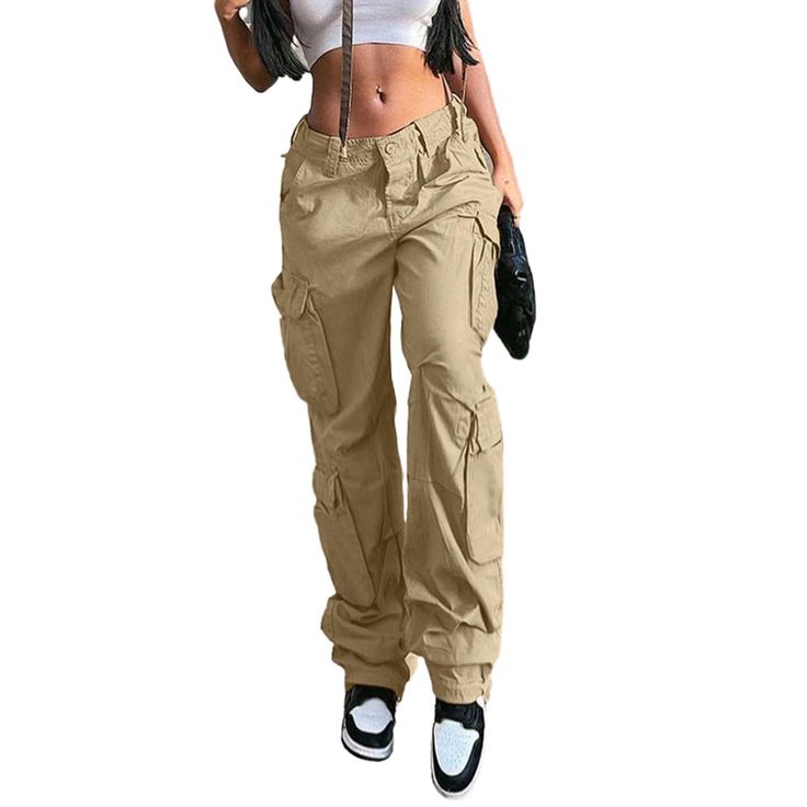 PRICES MAY VARY. 【Material】The cargo pants women baggy, made of Cotton and Polyester, breathable, skin-friendly, comfortable for all-day wear. 【Design】Casual loose cargo pants y2k women, simple but versatile, adding fashion to your overall dress. multiple practical and functional pockets, which are deep and big enough to store and secure your keys or phone and other essentials. Straight leg cargo pants, relaxed fit, elastic high waist, zipper and button closure.Poorok Vesmok OVABUKI 【Match】The w Denim Cargo Pants, Baggy Cargo Pants, Khaki Fashion, Beige Style, Baggy Pants, Women Cargos, Baggy Pant, Cargo Pants Women, Hip Hop Fashion