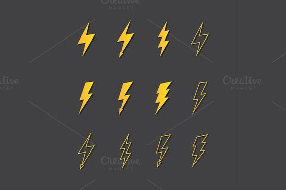 yellow lightning bolt icons set on dark grey background with copy space for text or image