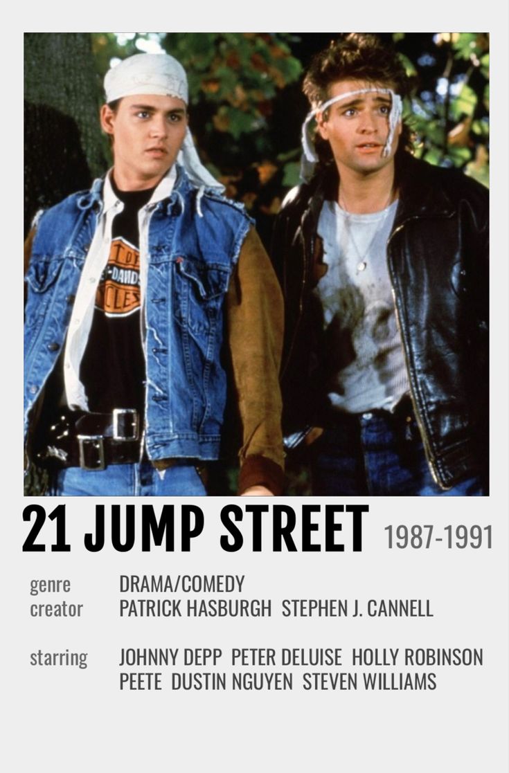 the poster for 21 jump street shows two men in denim jackets and headgear