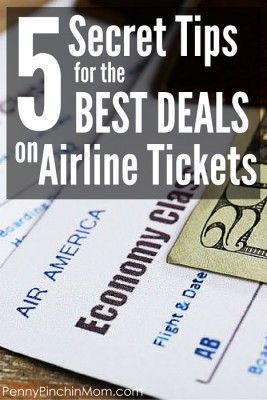 five airline tickets with the text 5 secret tips for the best deal on airline tickets