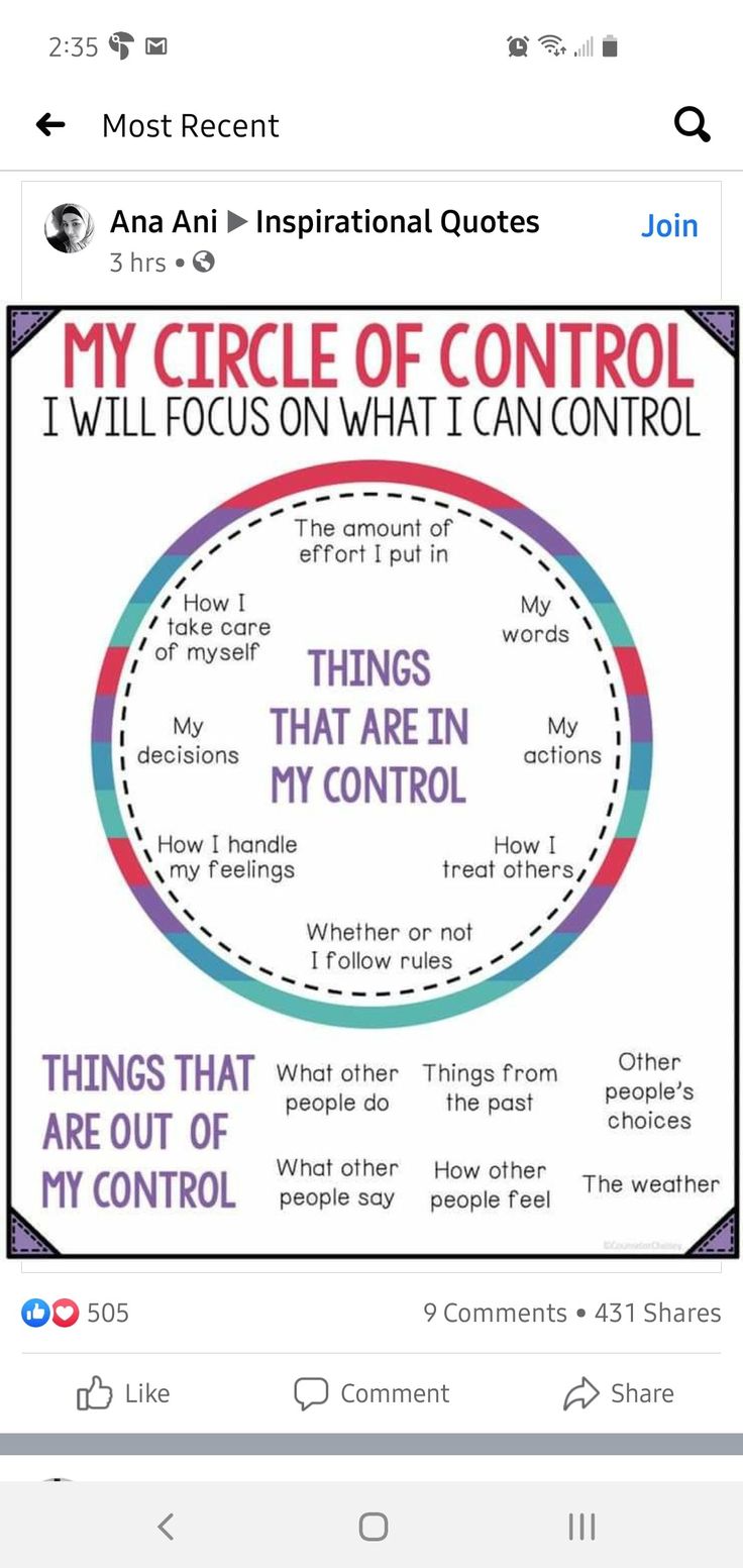 the front page of an instagramture with text that reads, my circle of control i will focus on what i can control