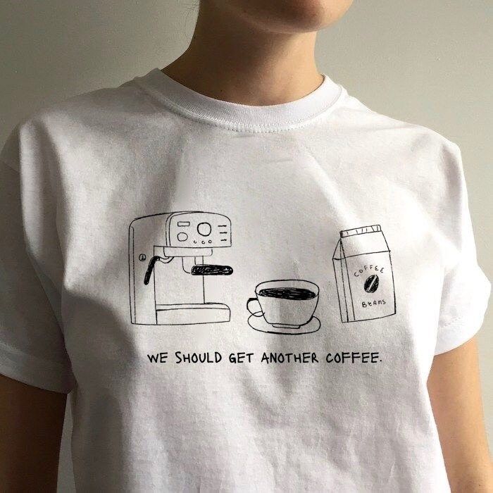 Coffee Lover Aesthetic, Cozy Bakery, Iced Coffee Shirt, More Espresso Less, Lover Aesthetic, Coffee Tees, Aesthetic Shirt, Aesthetic White, Tshirt Ideas