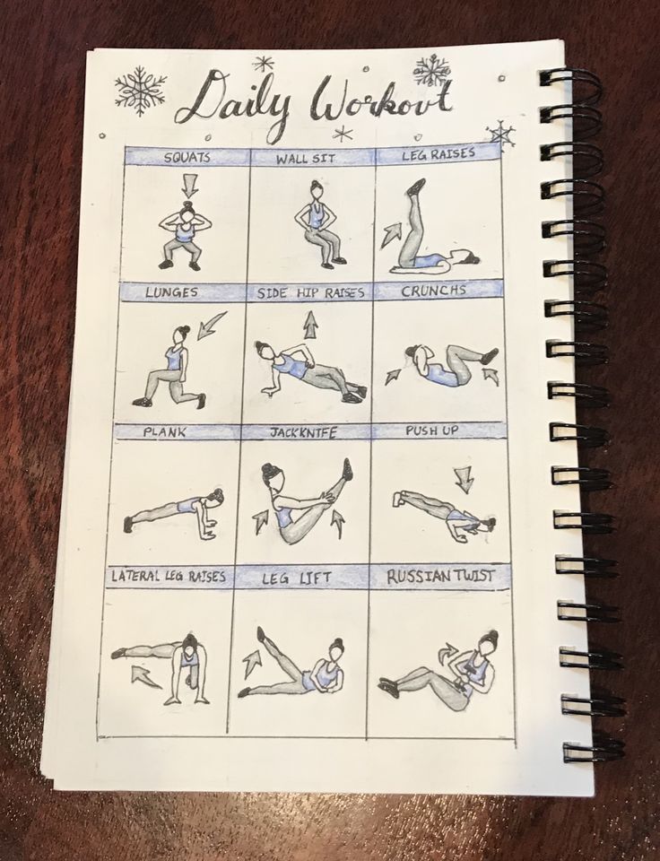 a notebook with instructions on how to do an easy bodyweight workout for beginners