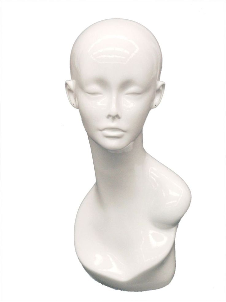 a white mannequin head is shown on a white background