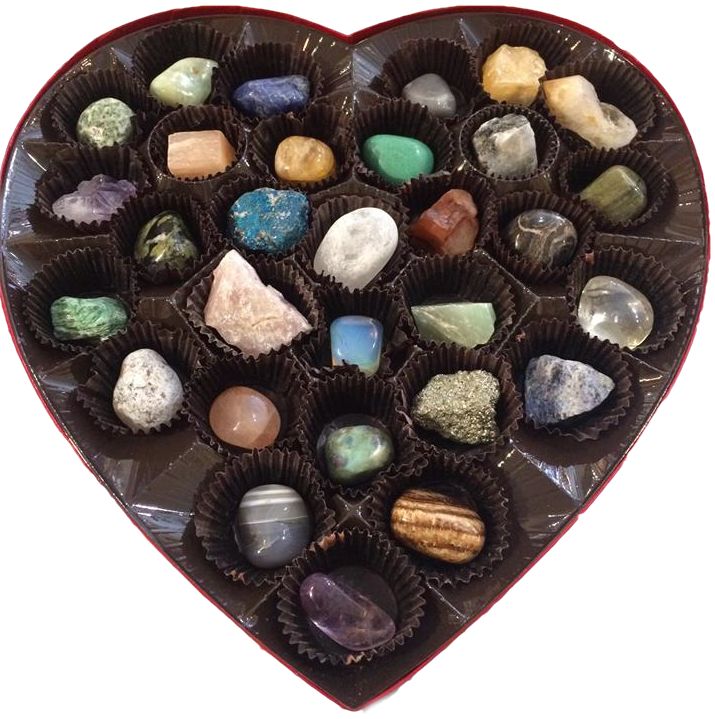 Box Of Crystals, Crystal Gift Box Ideas, Construction Paper Valentines, Crystals For Love, Paper Valentines, Goblincore Aesthetic, Rocks Crystals, Crystal Room, Crystal Aesthetic